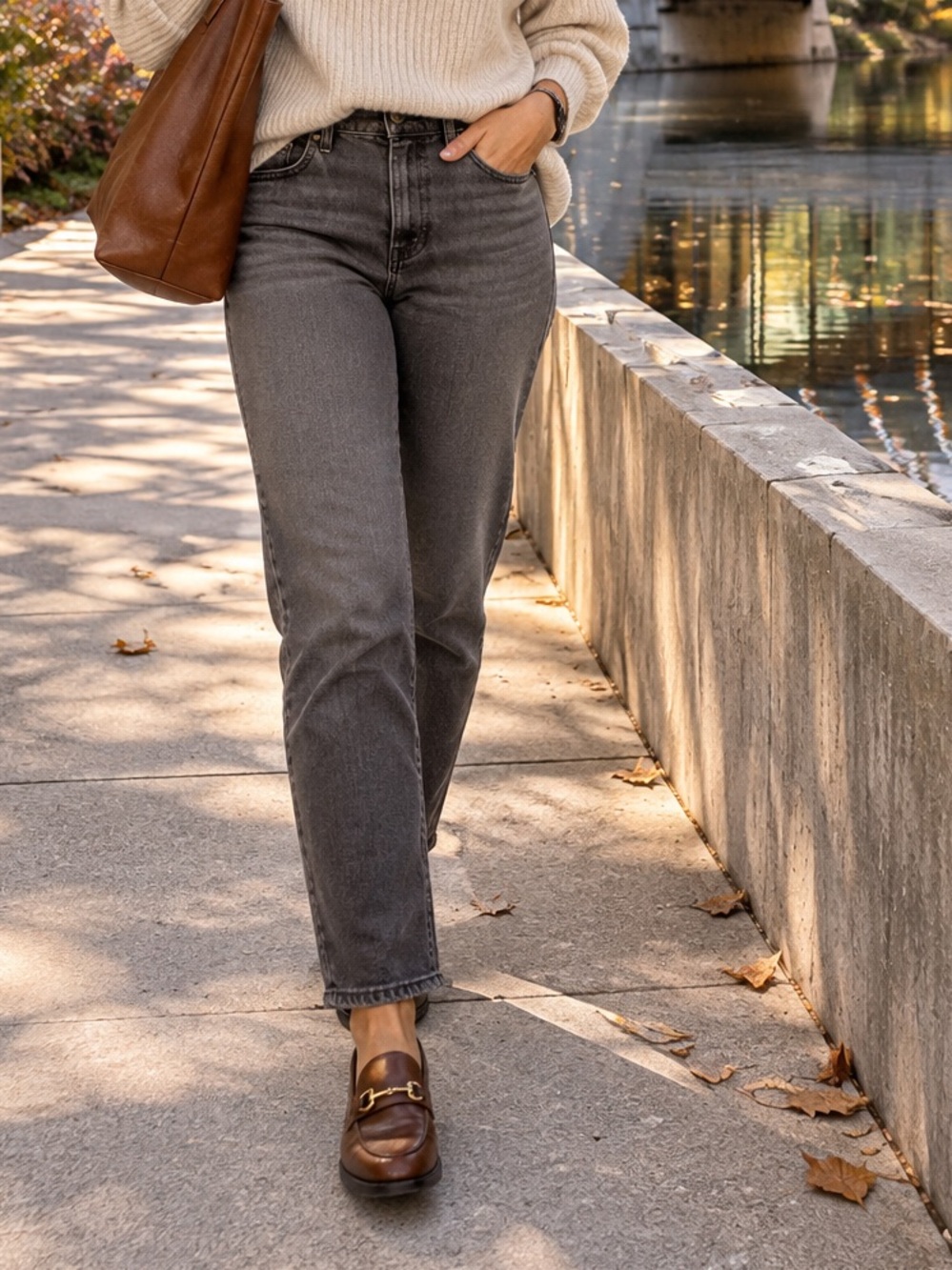 Eileen Fisher High Waisted Slim Full Length Jeans Carbon Gray Size 2 NWT